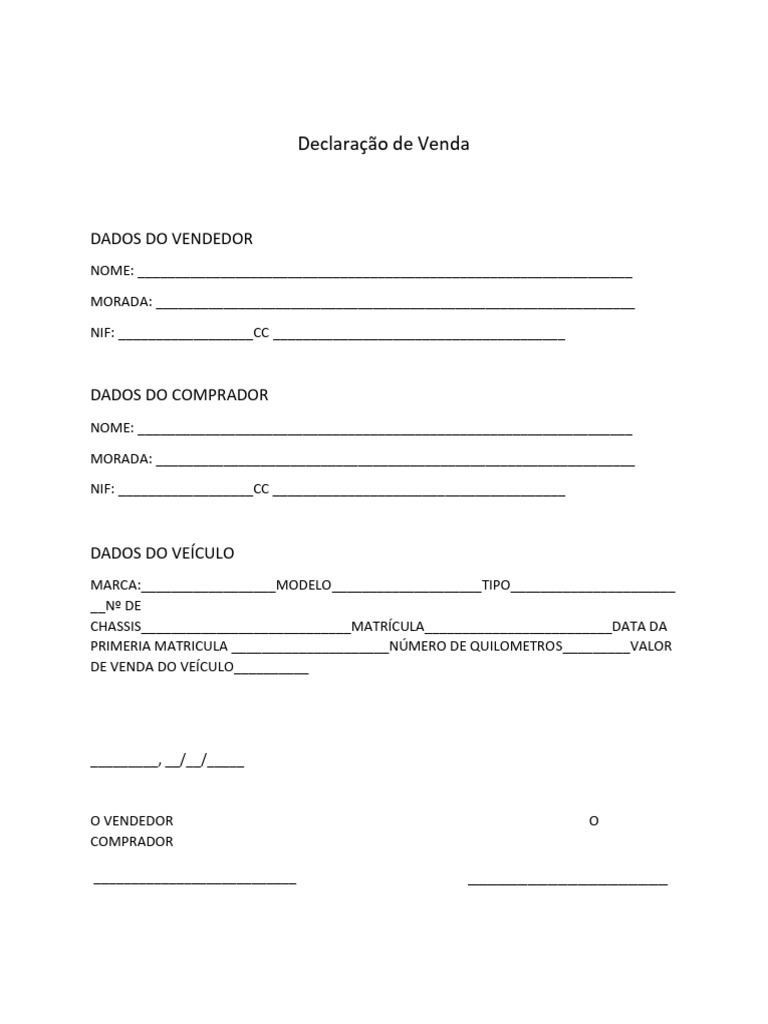 Declaracao de Venda | PDF