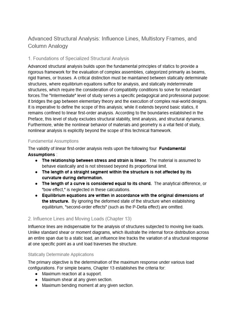 Advanced Structural Analysis - Influence Lines, Multistory Frames, and ...
