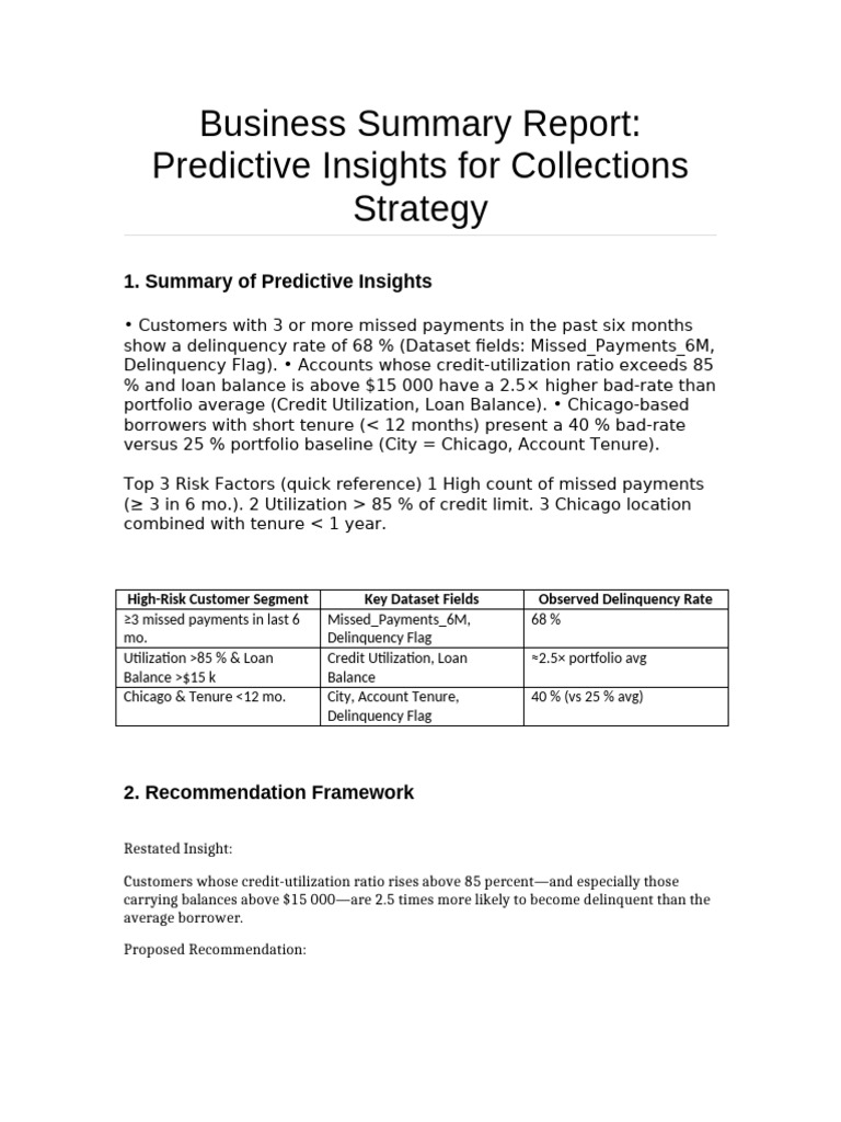 Updated Business Summary Report Template | PDF | Risk Assessment | Credit