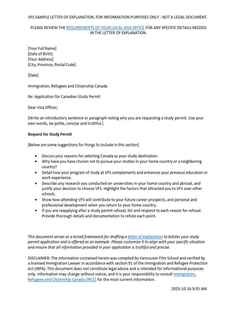 Letter of Explanation Sample 2026 | PDF | Cost Of Living | Travel Visa