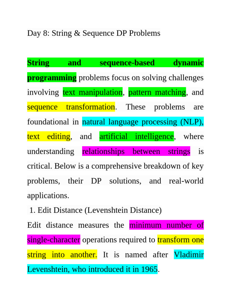 Day 8 String & Sequence DP Problems | PDF | Mathematical Logic ...