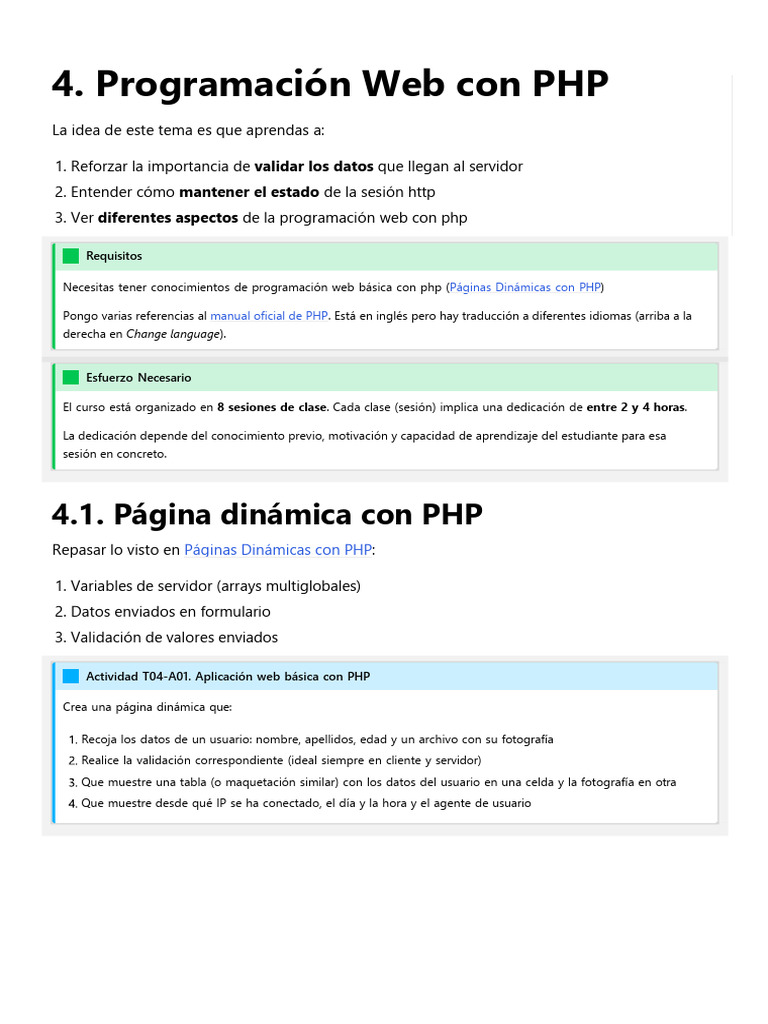 DWES - Tema 4 - Programación Web Con PHP - Documentación de Apuntes de ...