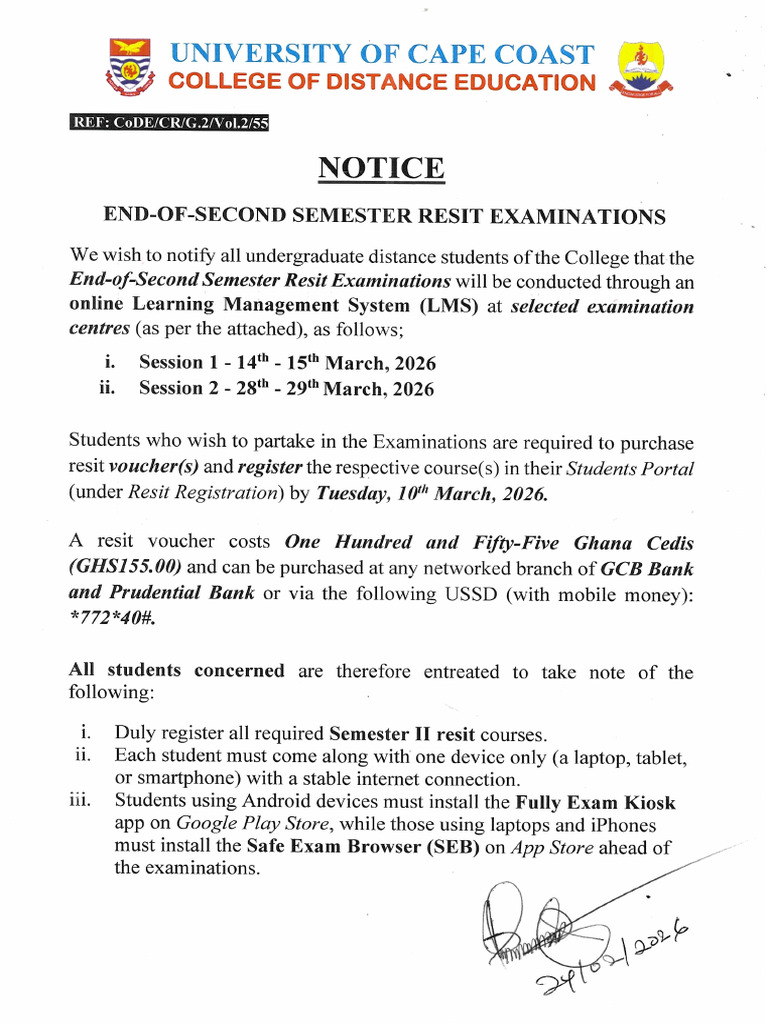 End of Second Semester Resit Examinations | PDF