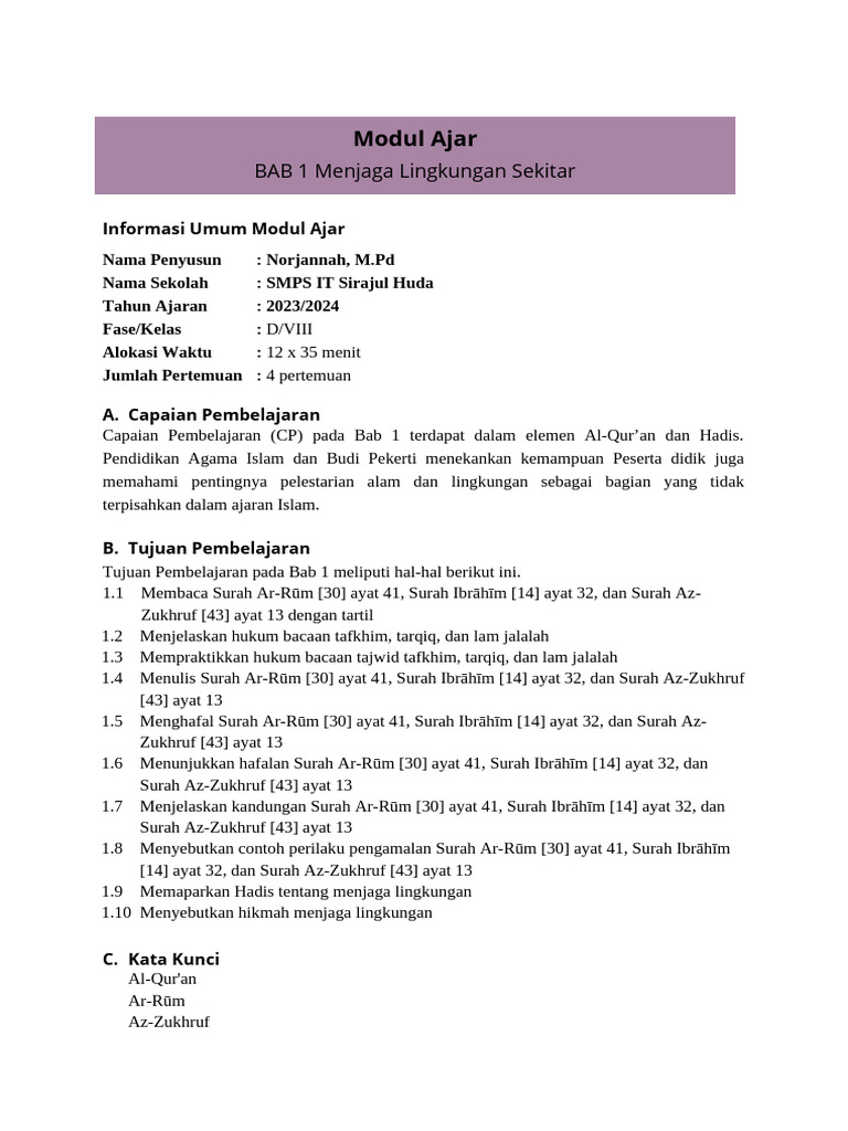 Modul Ajar Bab 1 | PDF