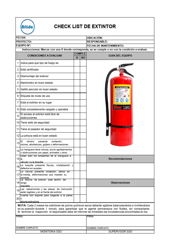 Check List de Extintor | PDF