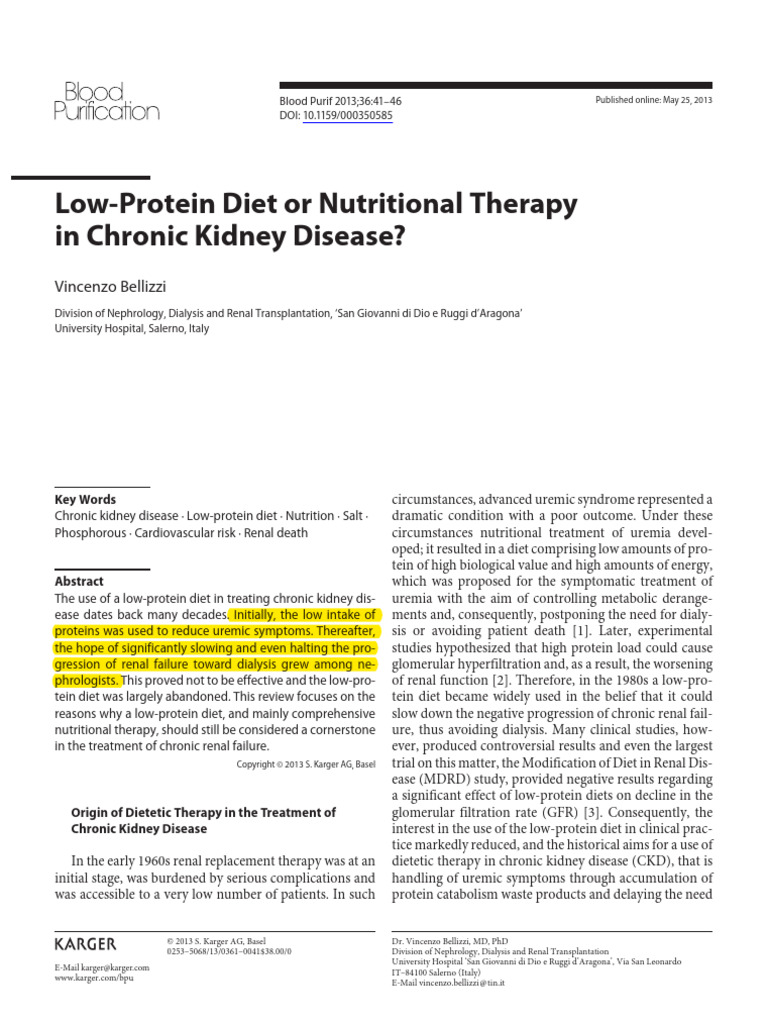 Low-Protein Diet or Nutritional Therapy in CKD | PDF | Chronic Kidney ...