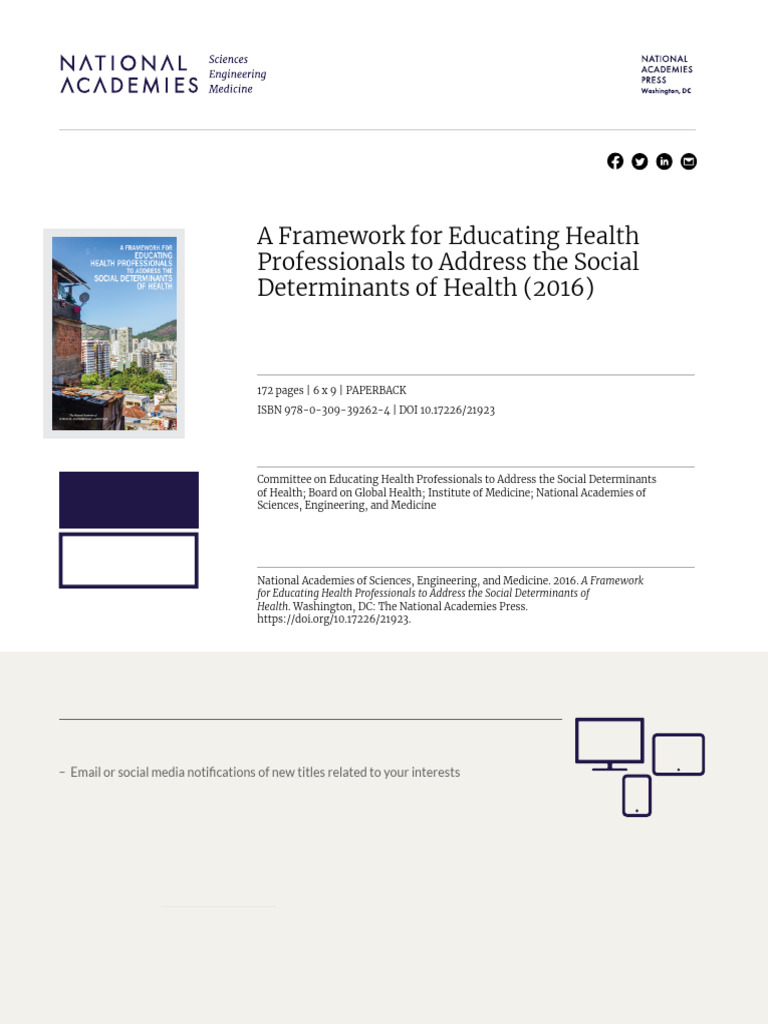 A Framework For Educating Health Professionals To Address The Social ...