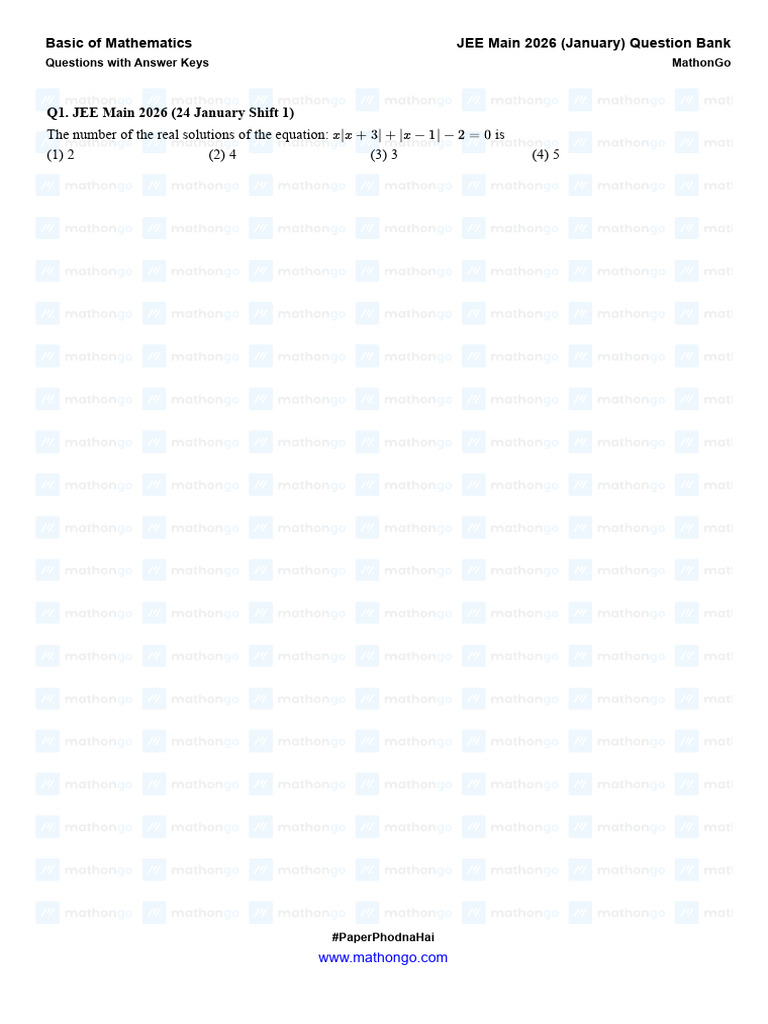 Basic of Mathematics - JEE Main 2026 (Jan) - MathonGo | PDF