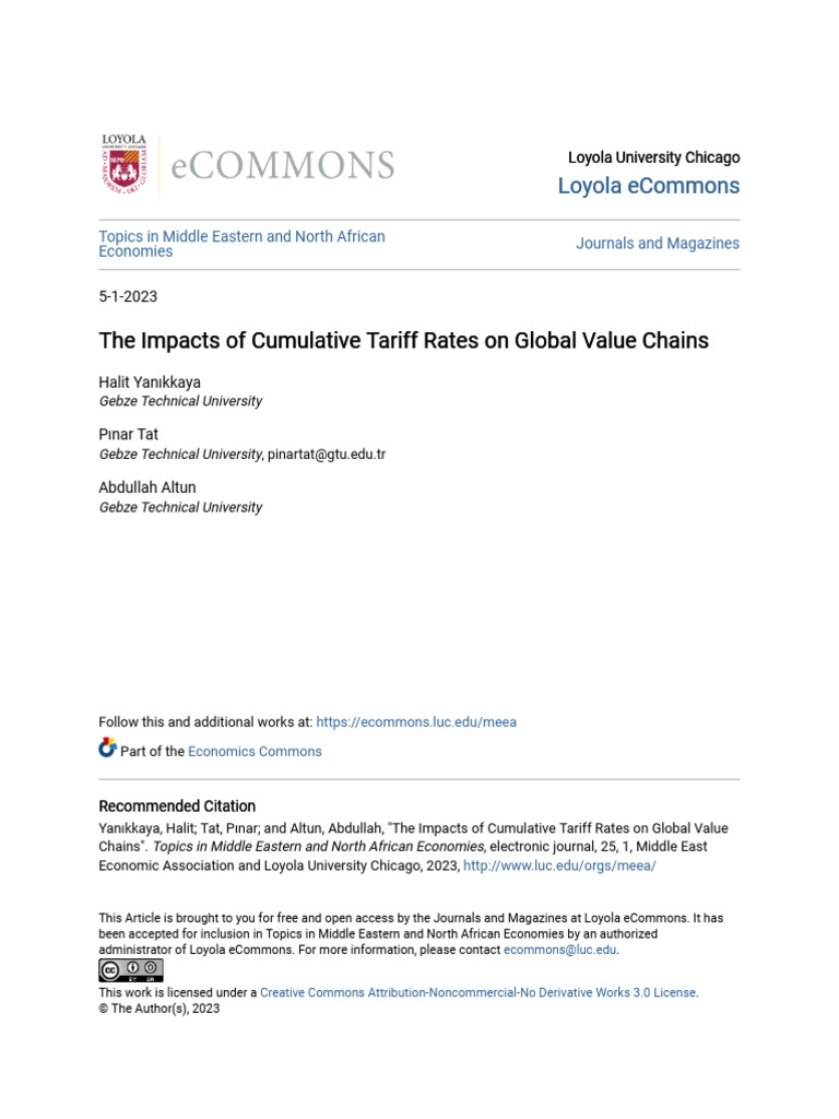 The Impacts of Cumulative Tariff Rates On Global Value Chains | PDF ...