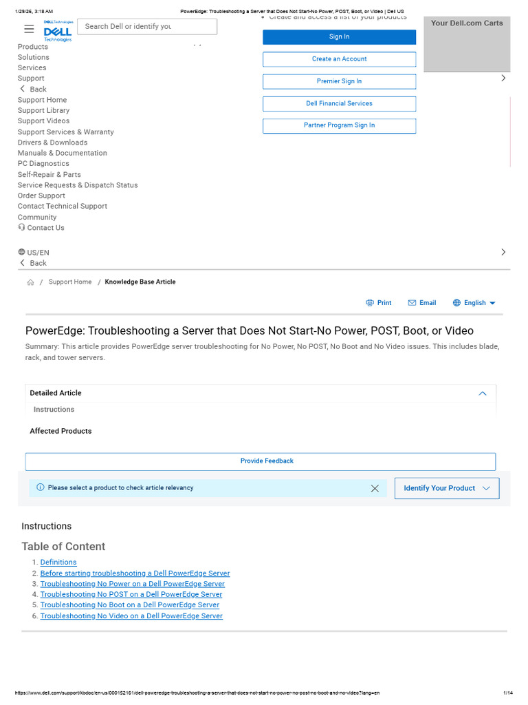 PowerEdge - Troubleshooting A Server That Does Not Start-No Power, POST ...