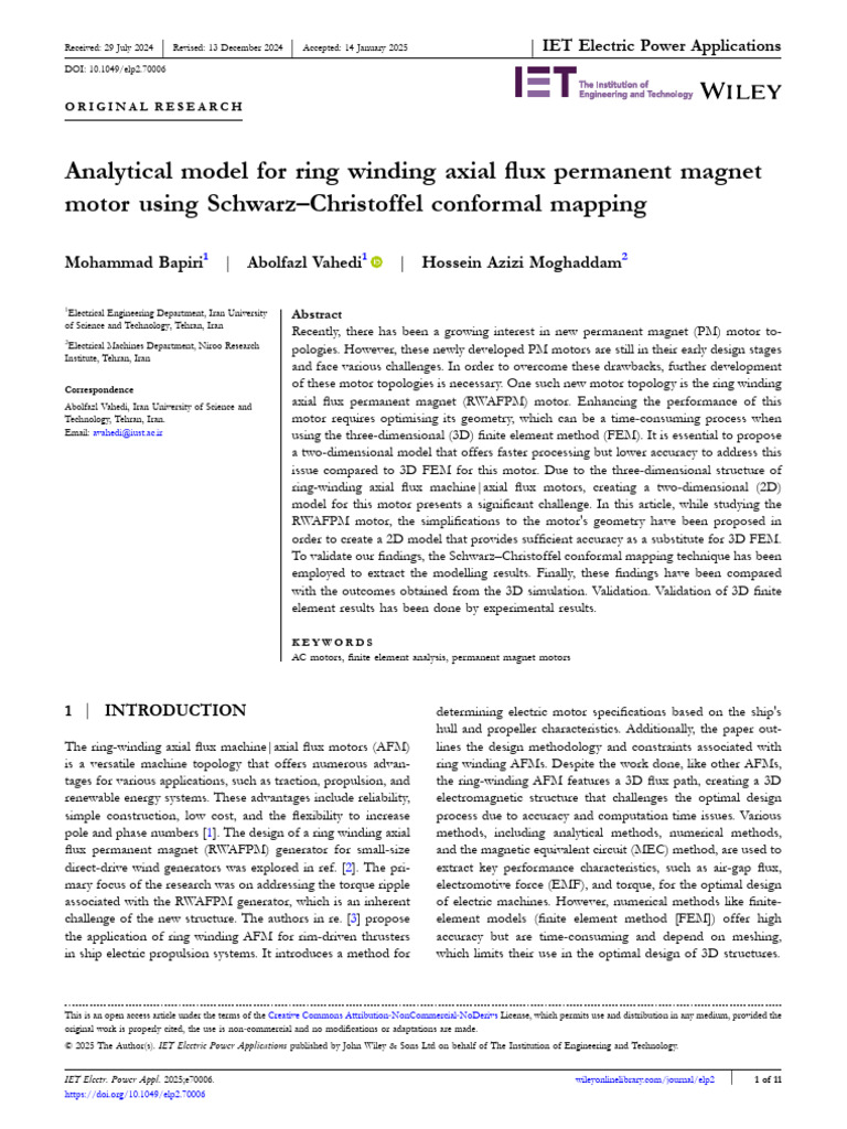 Analytical Model For Ring Winding Axial Flux Perma | PDF | Electric ...