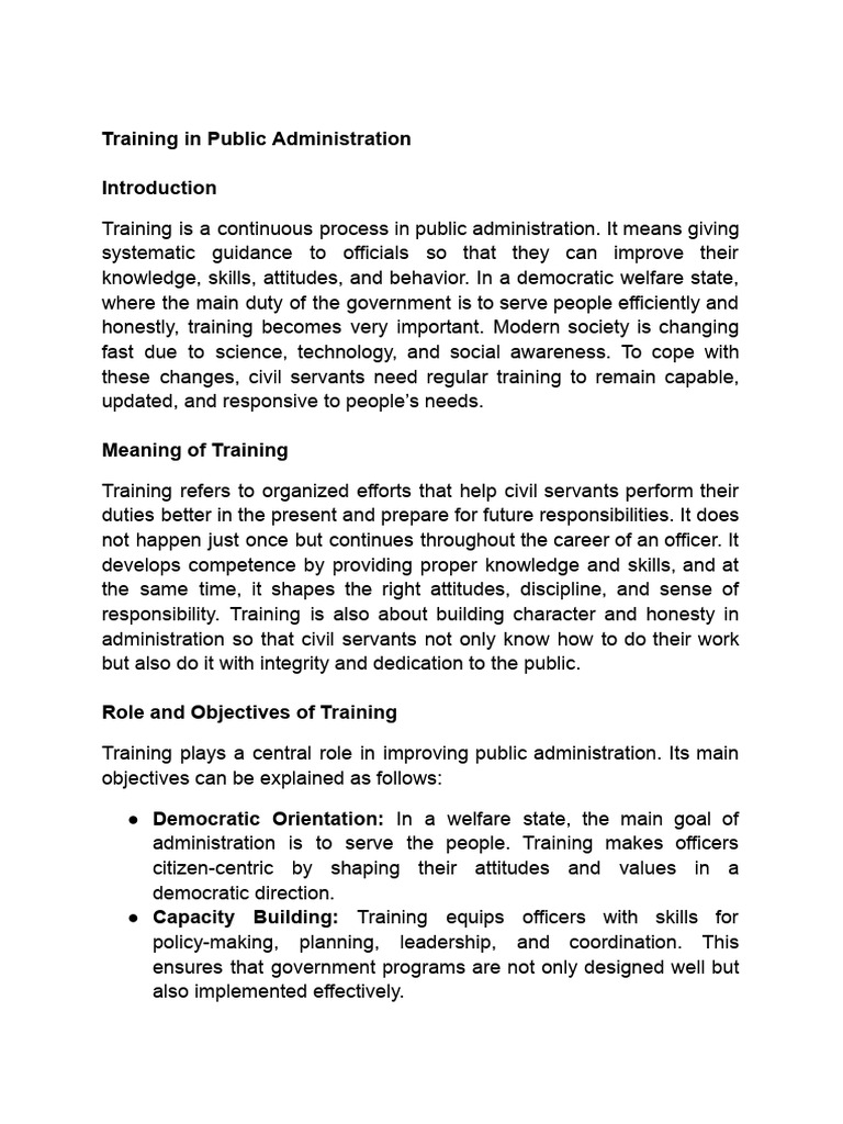 Training in Public Administration | PDF | Leadership | Accountability