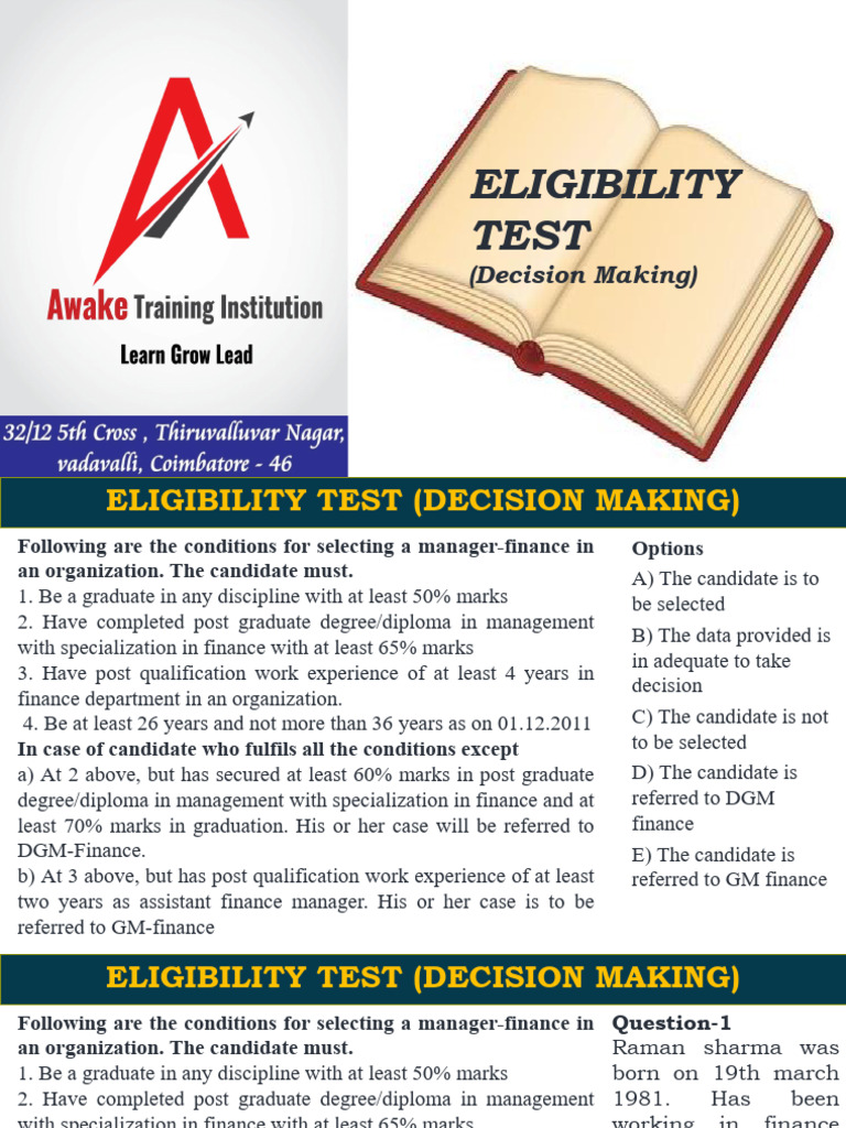 27.awake Eligibility Test | PDF | Academic Degree | Postgraduate Education