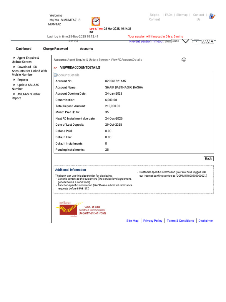 Department of Post Agent Login - ViewRDAccountDetails | PDF | Computing ...
