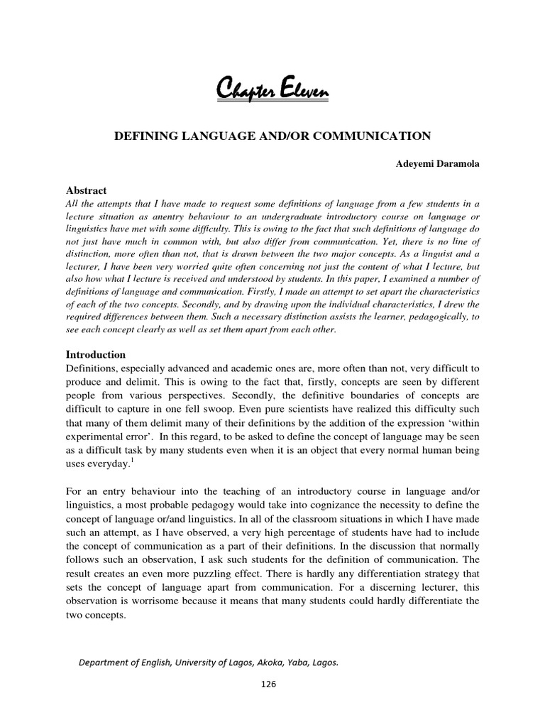 Defining Language and or Communication 5e43th6b0k | PDF | Communication ...