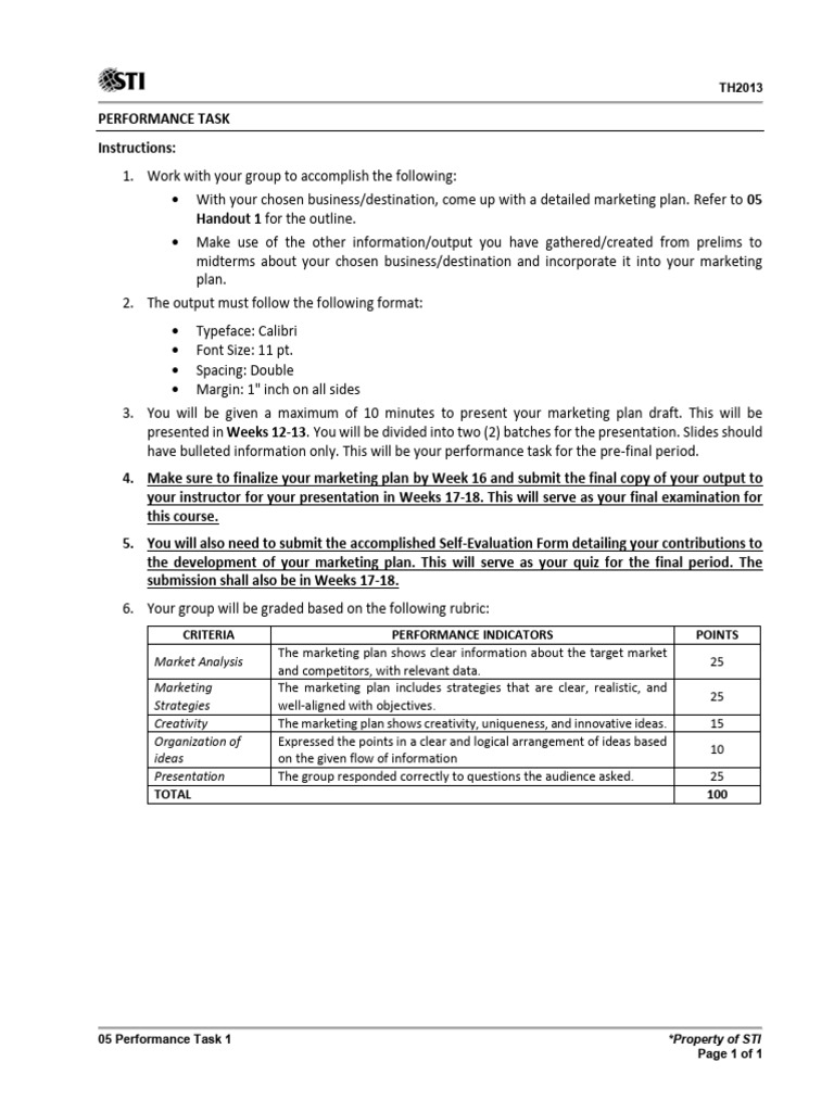 05 Performance Task 1 | PDF | Marketing