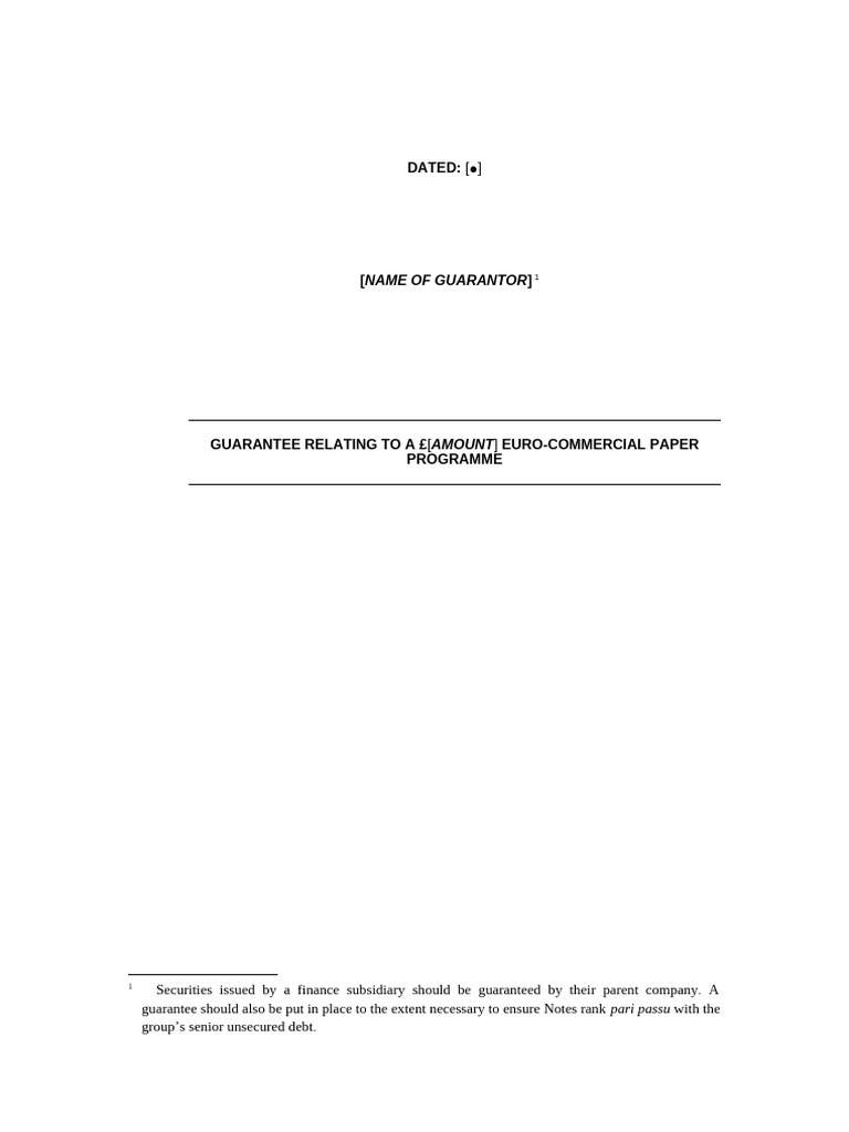 Standard Form Guarantee | PDF | Guarantee | Indemnity