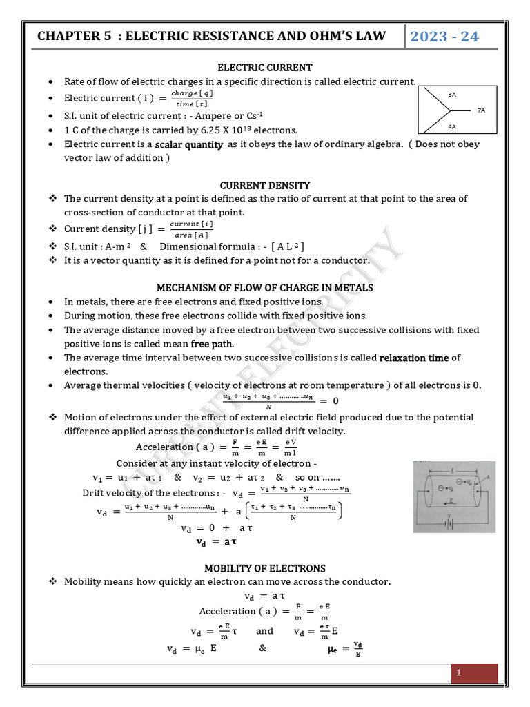 Ch5-Current Electricity | PDF | Electrical Resistivity And Conductivity ...