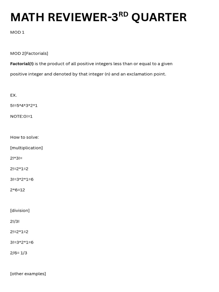 Math Reviewer-3rd Quarter | PDF