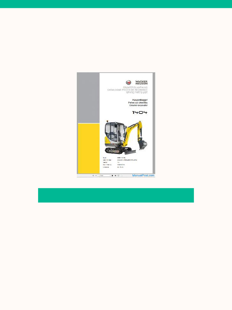 Wacker Neuson Crawler Excavator 1404 Spare Parts List 392070506 | PDF