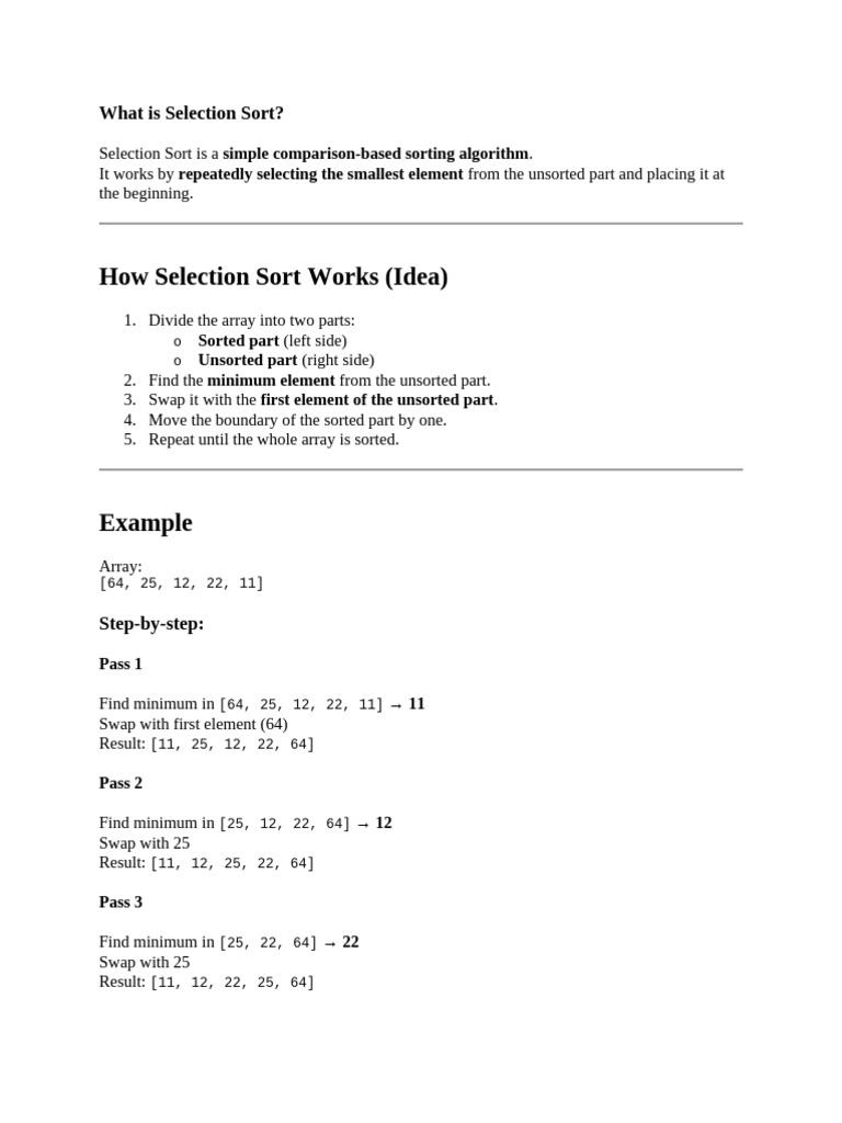 Selection Sort | PDF