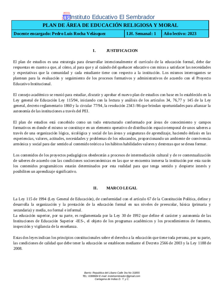 Educación Religiosa y Moral | PDF | Biblia | Plan de estudios
