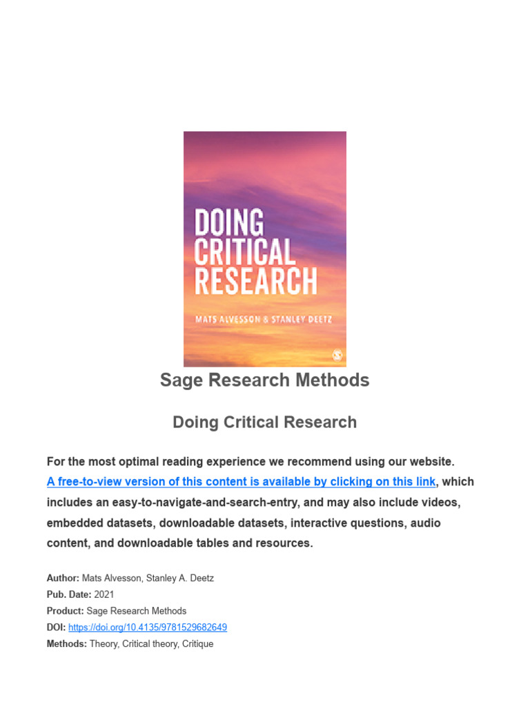 An Introduction To Critical Research | PDF | Critical Theory ...