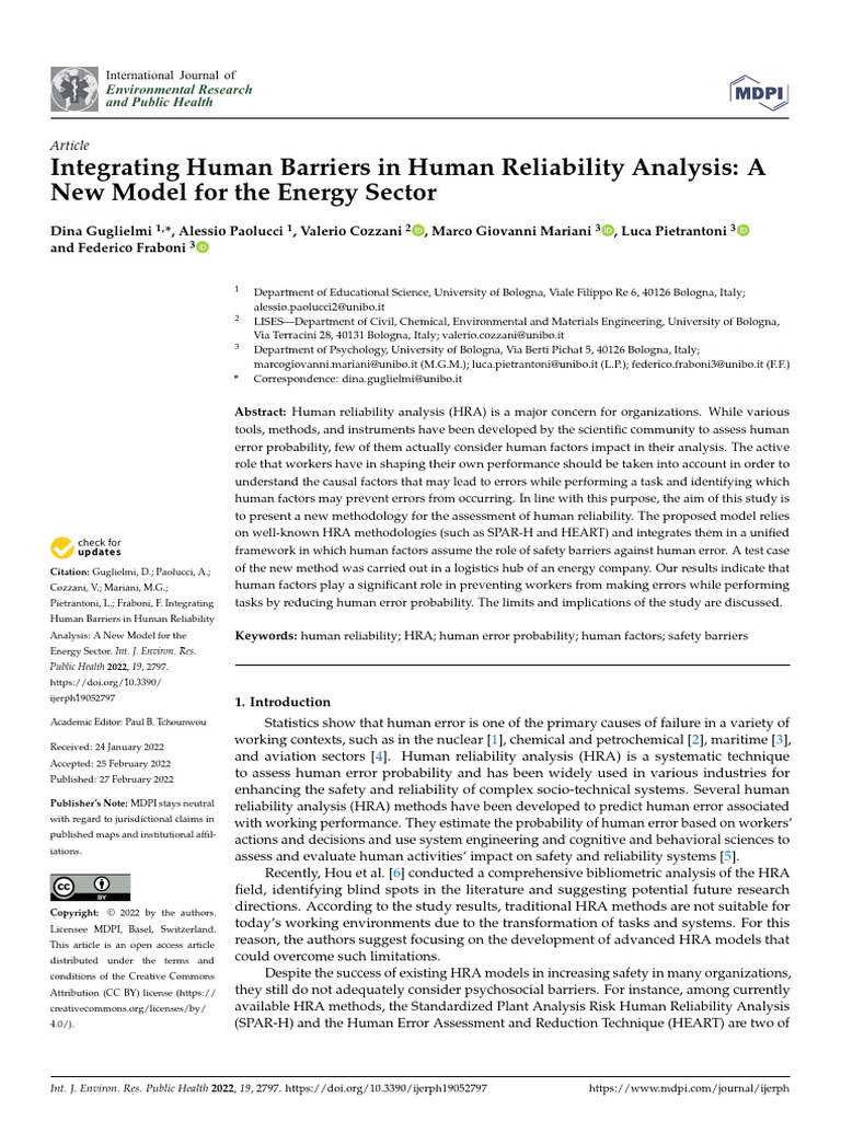 Integrating Human Barriers in Human Reliability Analysis | PDF ...