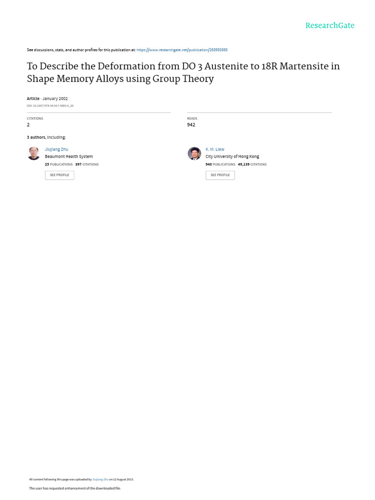 Descriptionofdeformationinshapememoryalloysfrom DO3 Austeniteto 18 ...