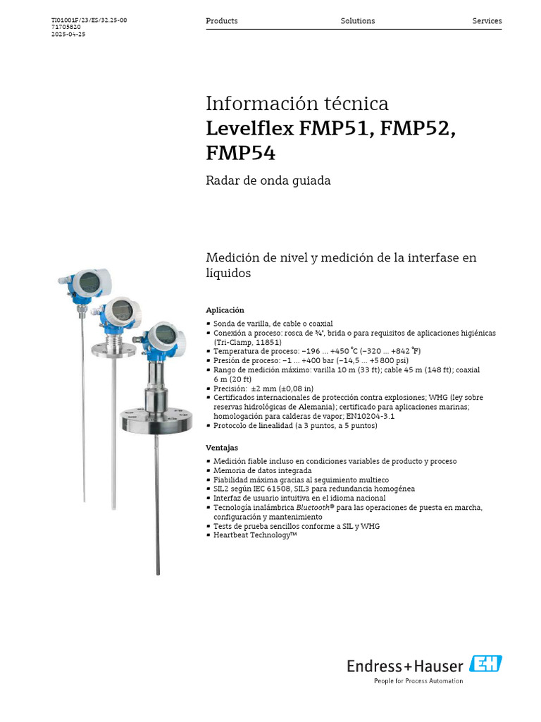 Fmp51,52,54 Technical Information - Compressed | PDF | Medición ...