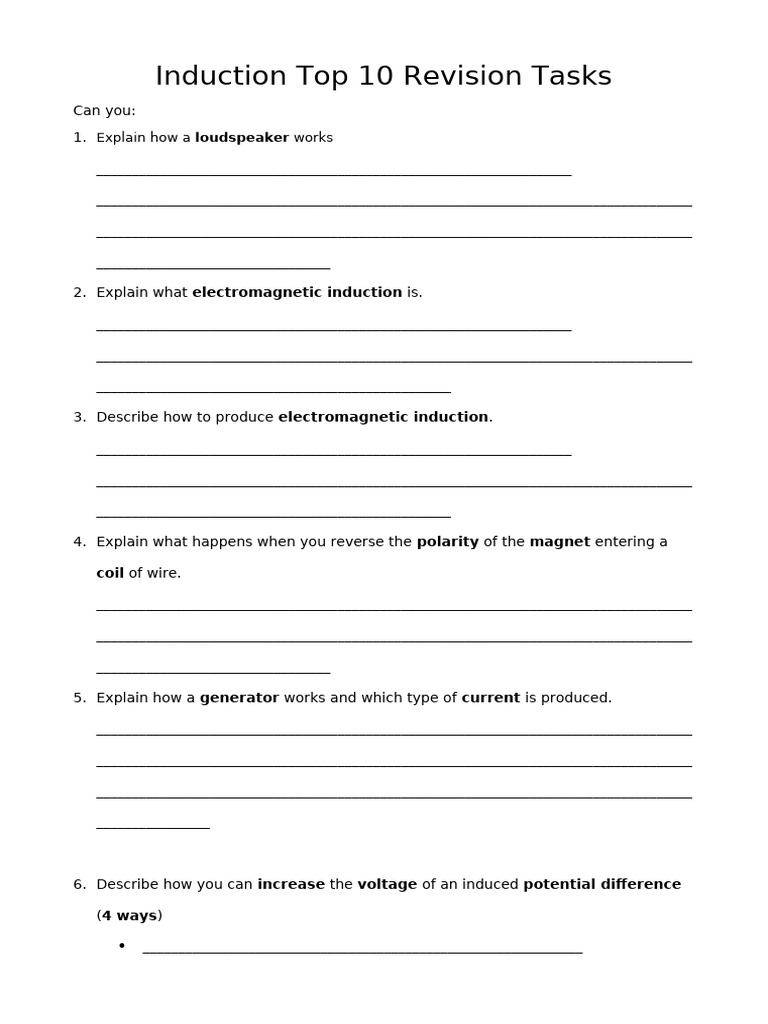 Induction 10 Tasks | PDF | Transformer | Inductor