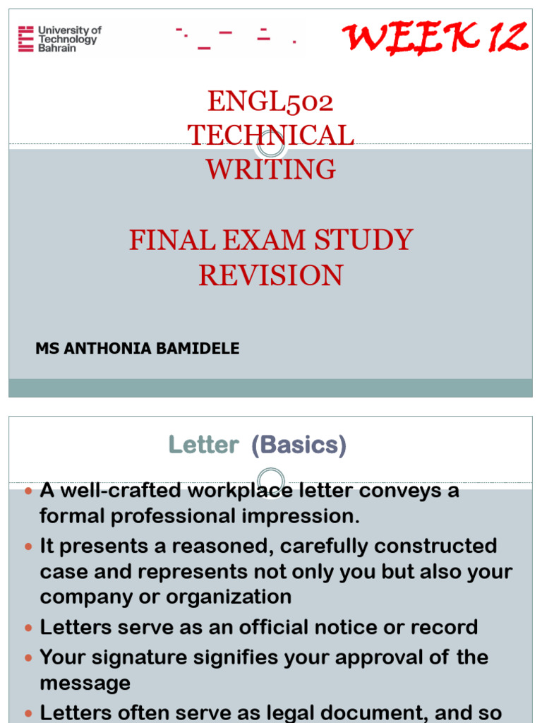 WEEK 12-13 - Final Exam Revision Notes and Exercises | PDF