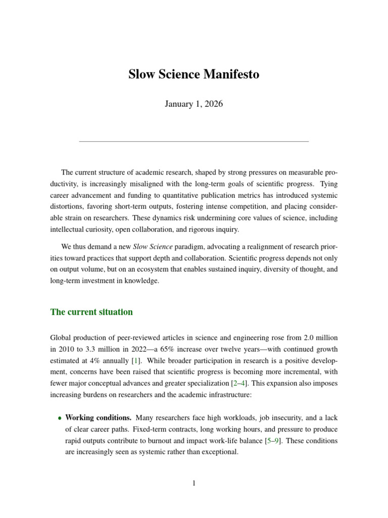 Slow Science Manifesto 2026 | PDF | Artificial Intelligence ...