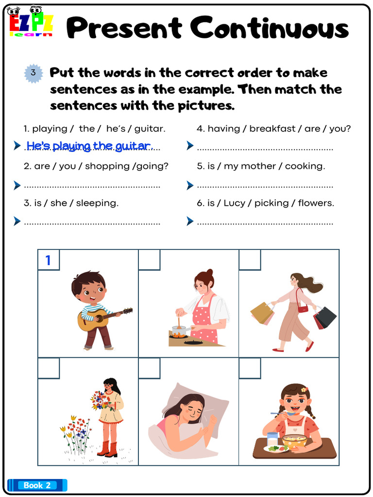 Bk2 Present Continuous Put The Words in The Correct Order | PDF