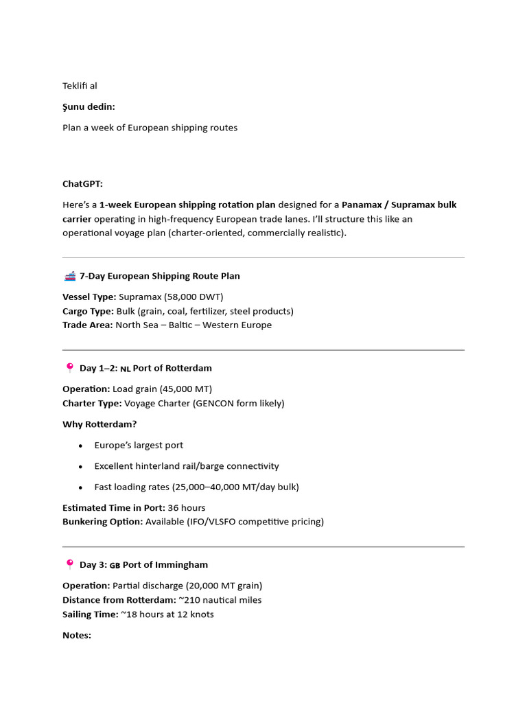 Europan Shipping Plan | PDF | Port | Cargo