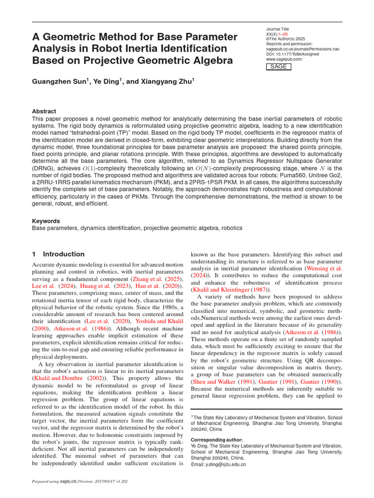 A Geometric Method For Base Parameter Analysis in Robot Inertia ...