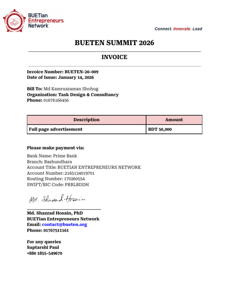 Task Design Add BUETEN Invoice | PDF
