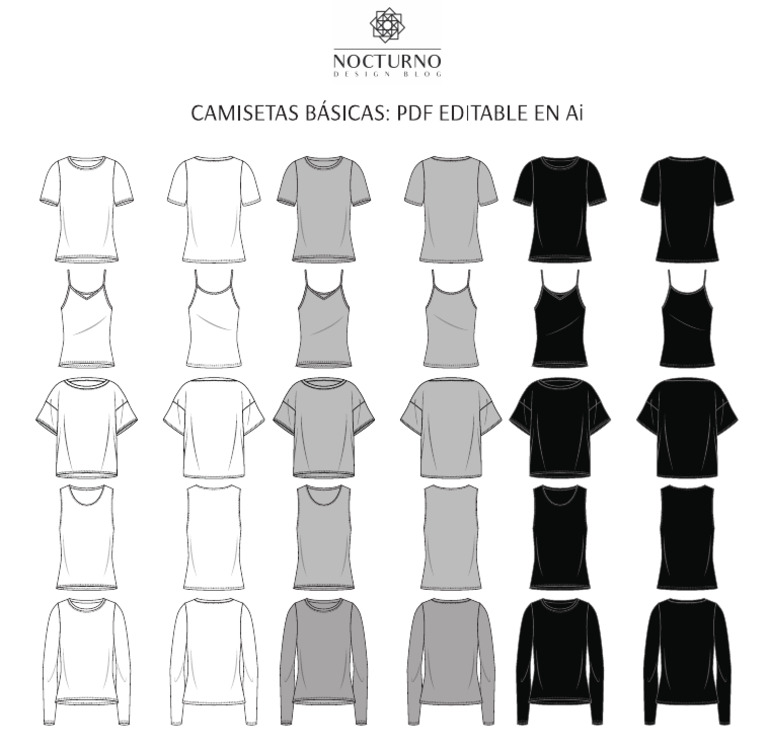 Camisetas Basicas PDF Editable en Ai Nocturno Design Blog Compressed | PDF