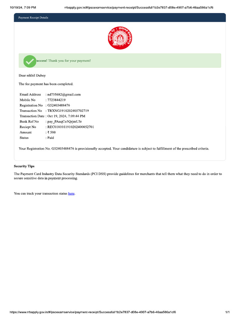 NT PC Receipt | PDF