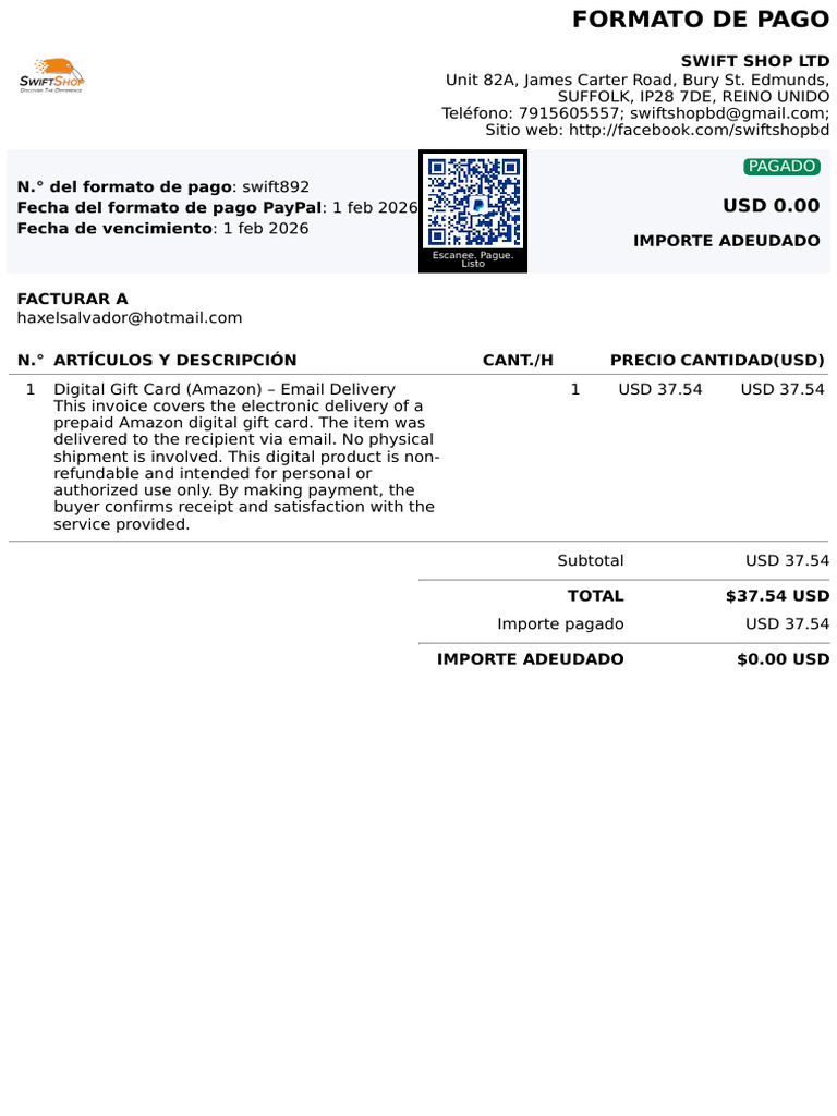 Invoice - Swift892 | PDF