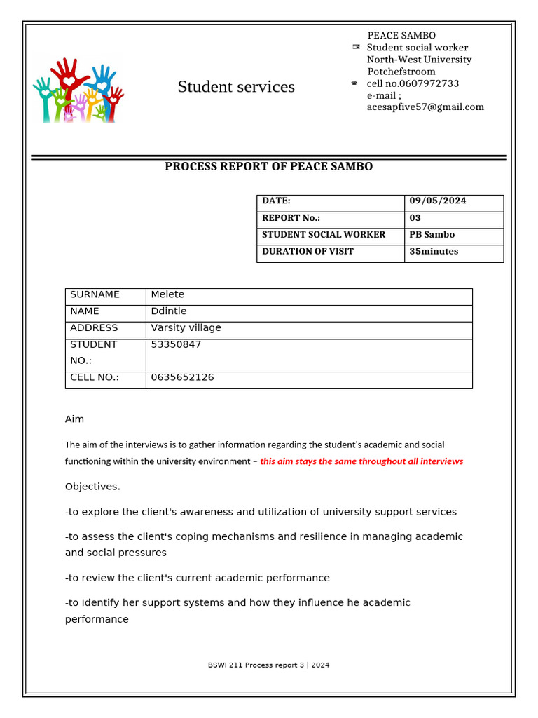 BSWi211 Process Report 3 Template 2024 | PDF | Social Work | Social ...