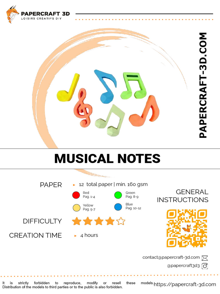 Musical Notes Free Papercraft Irt5af | PDF
