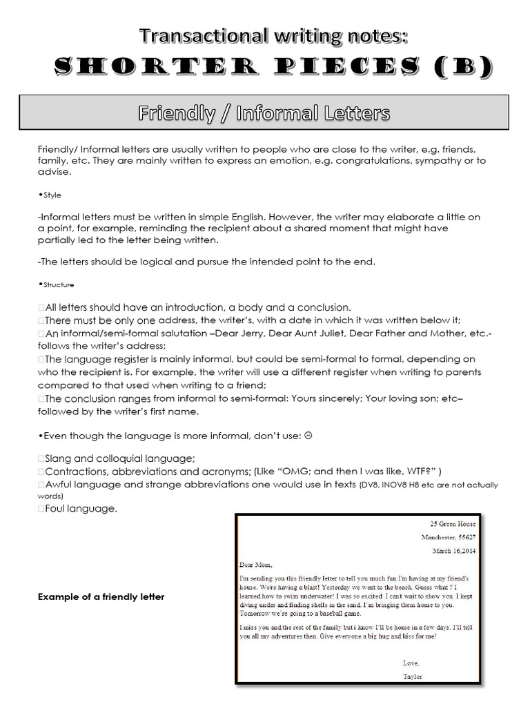 Transactional Writing Notes | PDF