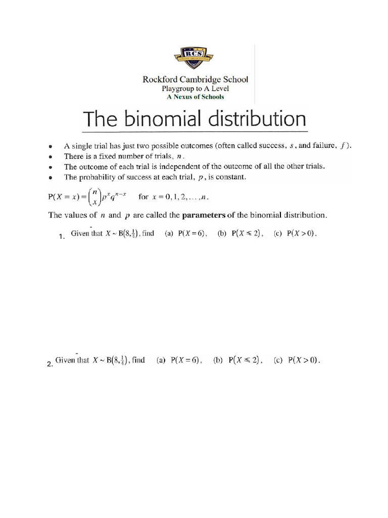Binomial Distribution 1 | PDF
