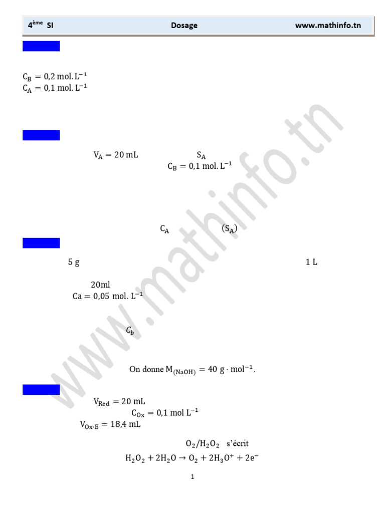 Dosage 1 | PDF | Concentration molaire | Hydroxyde de sodium