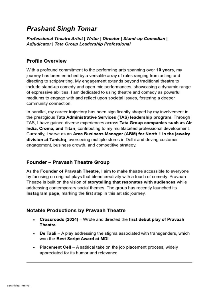 Prashant Singh Tomar - Profile | PDF