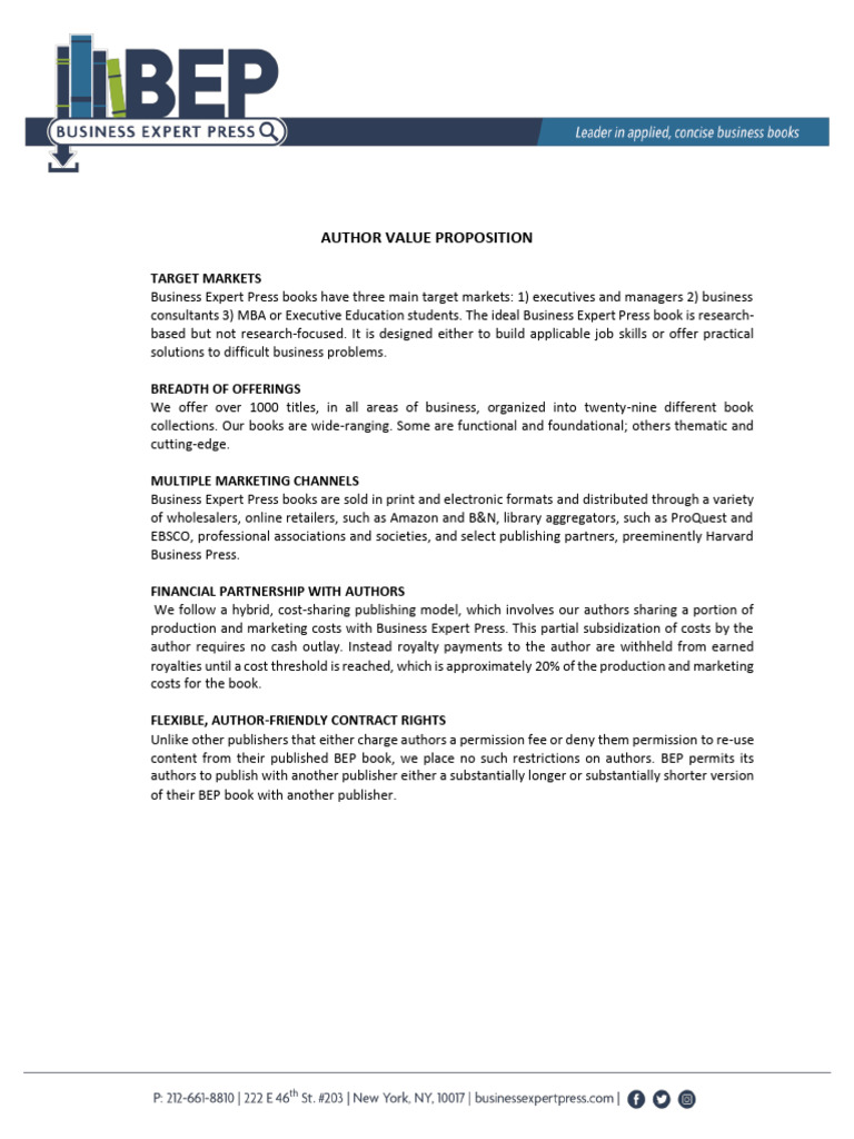 Author Value Proposition | PDF