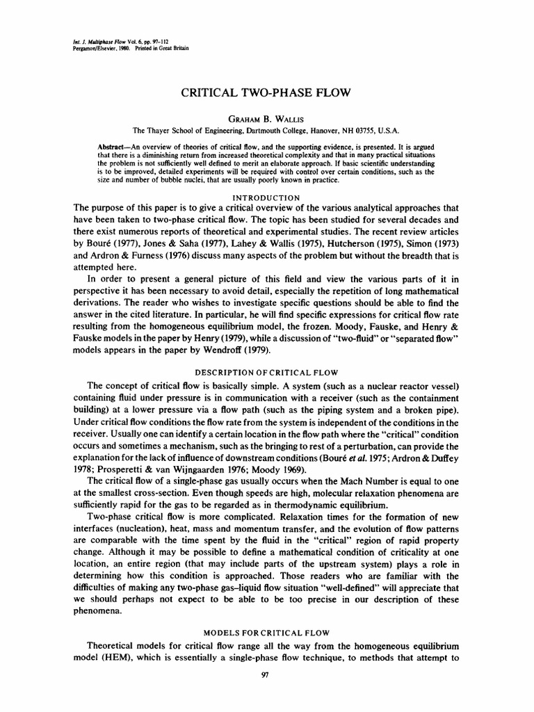 1980-Wallis - CRITICAL TWO-PHASE FLOW | PDF | Fluid Dynamics | Non ...