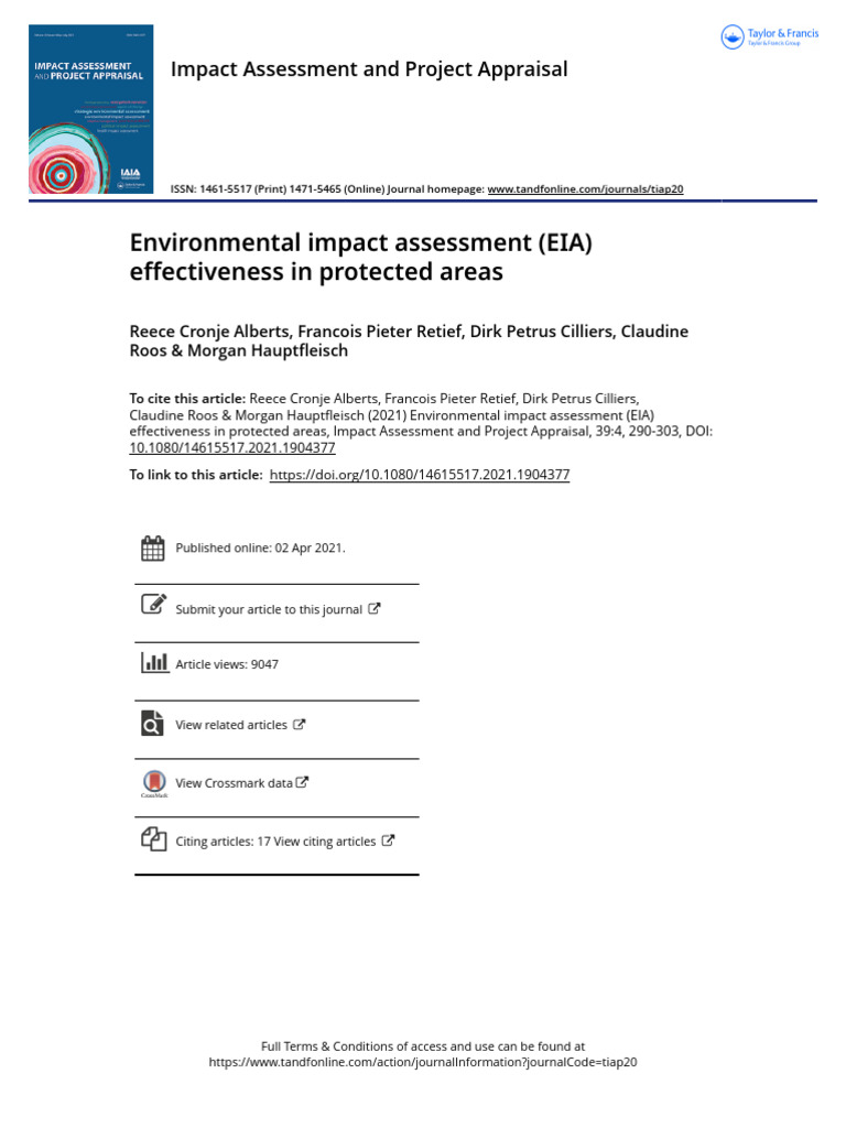 Environmental Impact Assessment EIA Effectiveness in Protected Areas ...