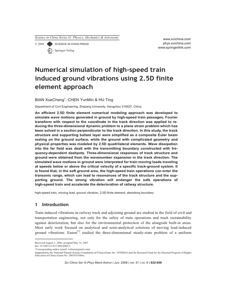 Numerical Simulation of High-Speed Train Using 2-5 FEM | PDF | Waves ...